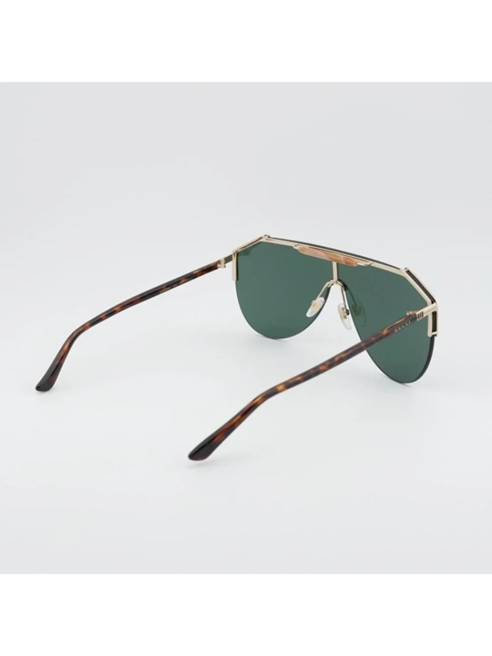 Gucci GG0584S 002 Sunglasses Gold Shield Frame, Green Lenses - Picture 4 of 11